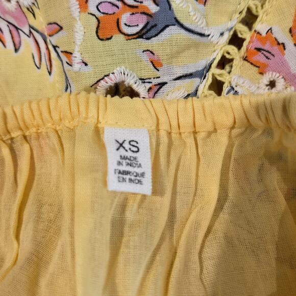 dRA Los Angeles Yara Yellow Floral Eyelet Print Mini Dress with Slip, Size XS - Picture 14 of 15